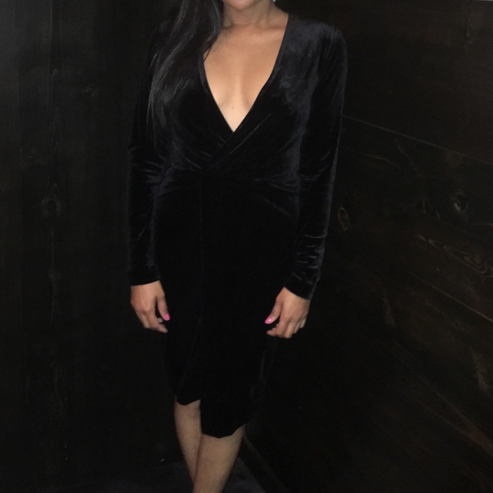 Black velvet wrap dress, size 4